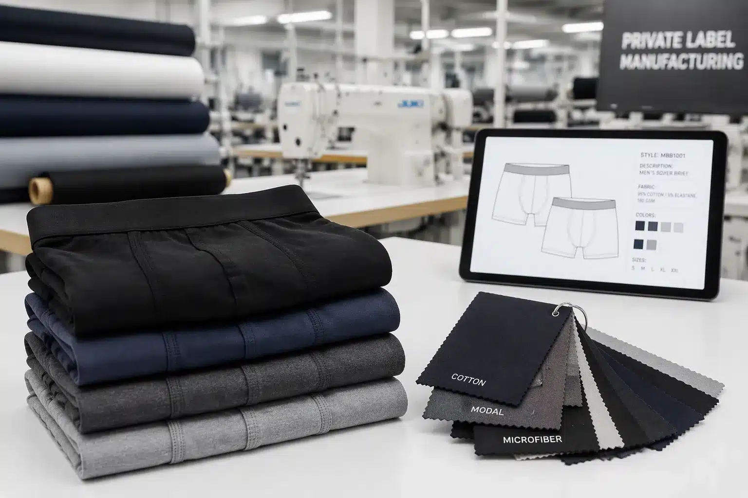 Boxer uomo private label per marchi italiani: produzione OEM, MOQ e tessuti