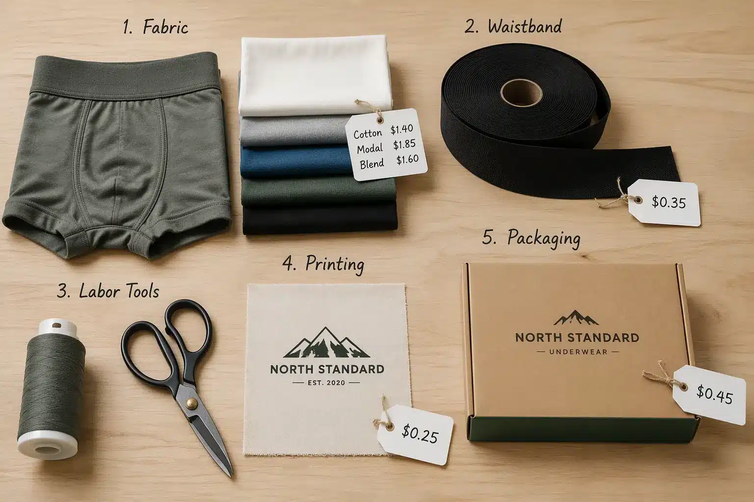 Underwear Manufacturing Costs by Category
