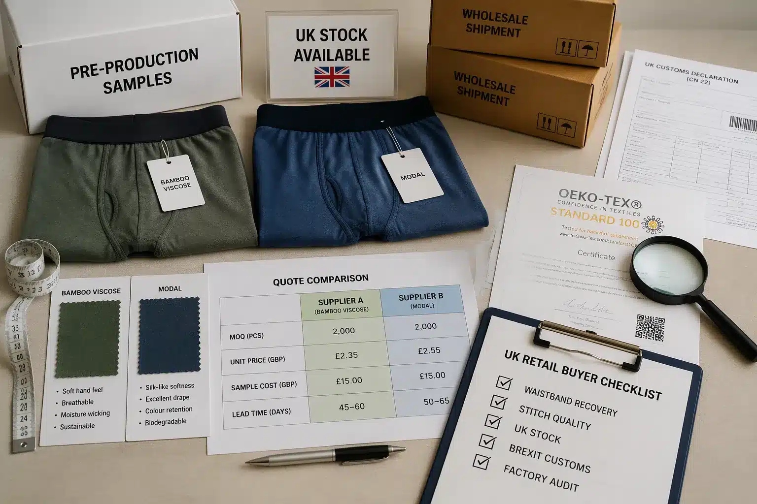 Bamboo Boxers Wholesale UK and Modal Underwear Wholesale Checks