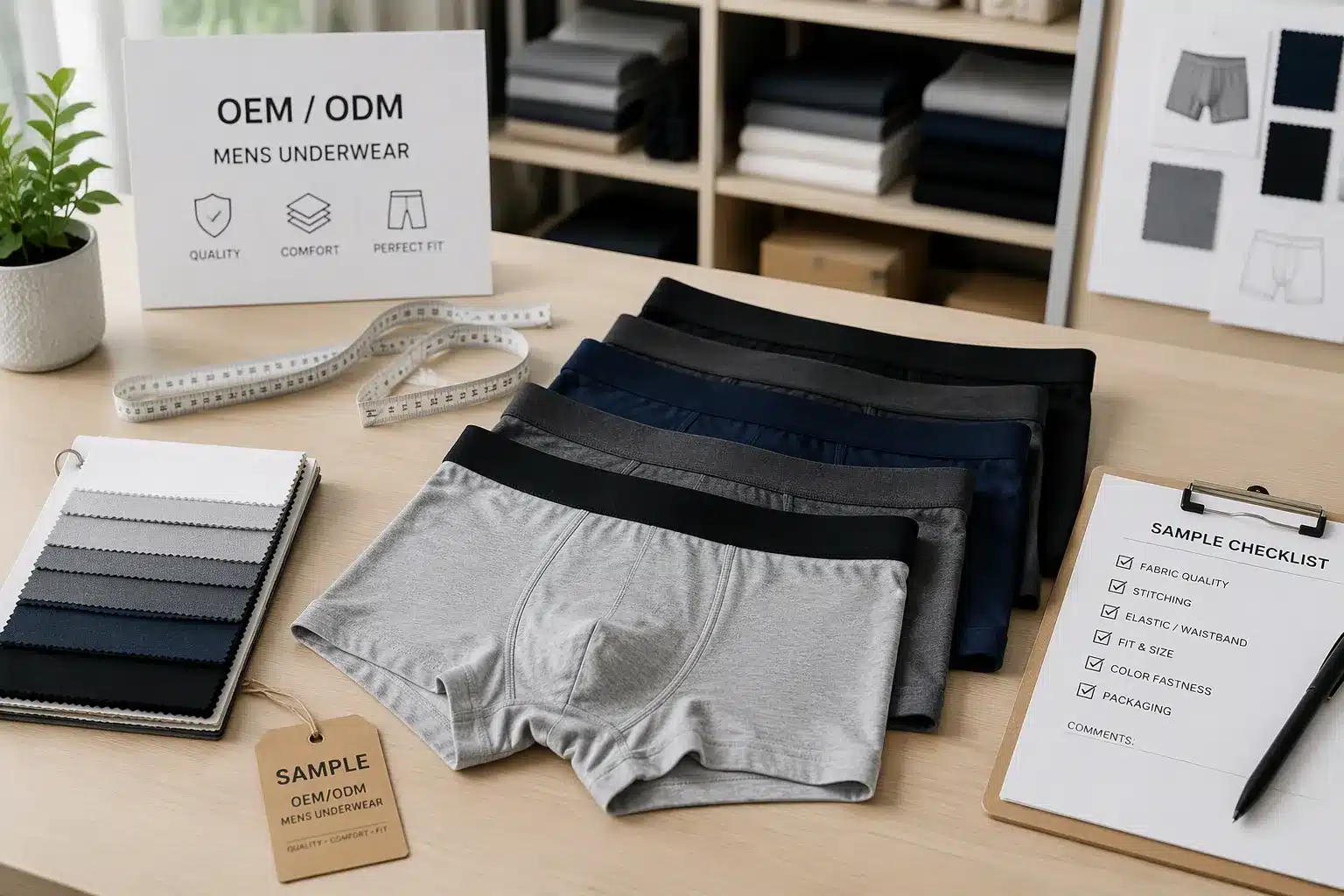 Bóxer para hombre de marca propia en México: proveedor OEM, mínimos y muestras
